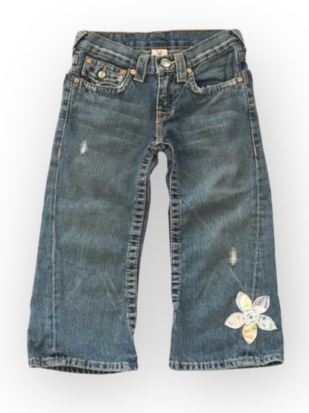 VHTF: new True Religion ʊ Joey Flower Patchwork Crop Denim Jeans ʊ Girls Size 12 - Picture 13 of 16